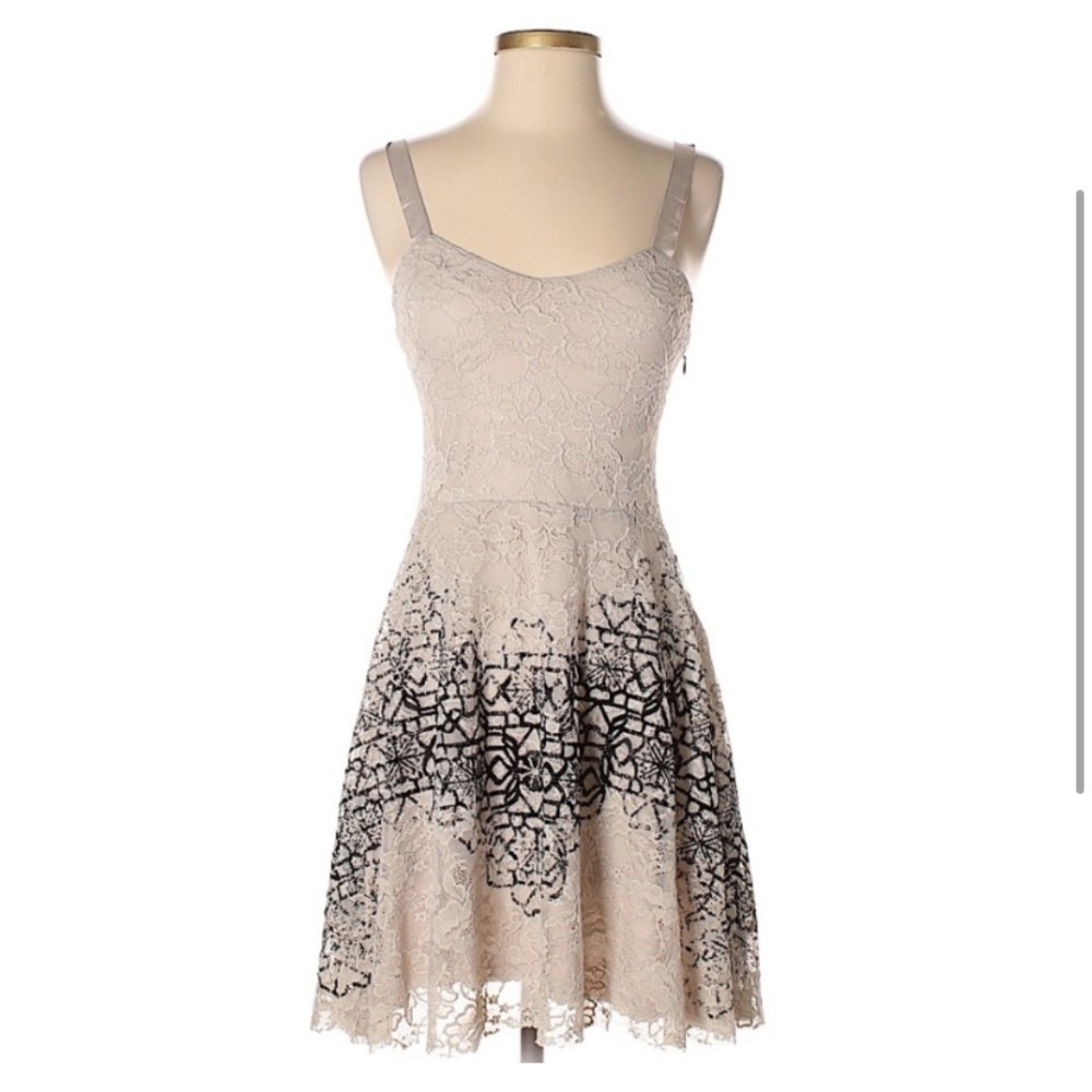 Free People Flocked Velvet Lace Mini Dress Size Medium